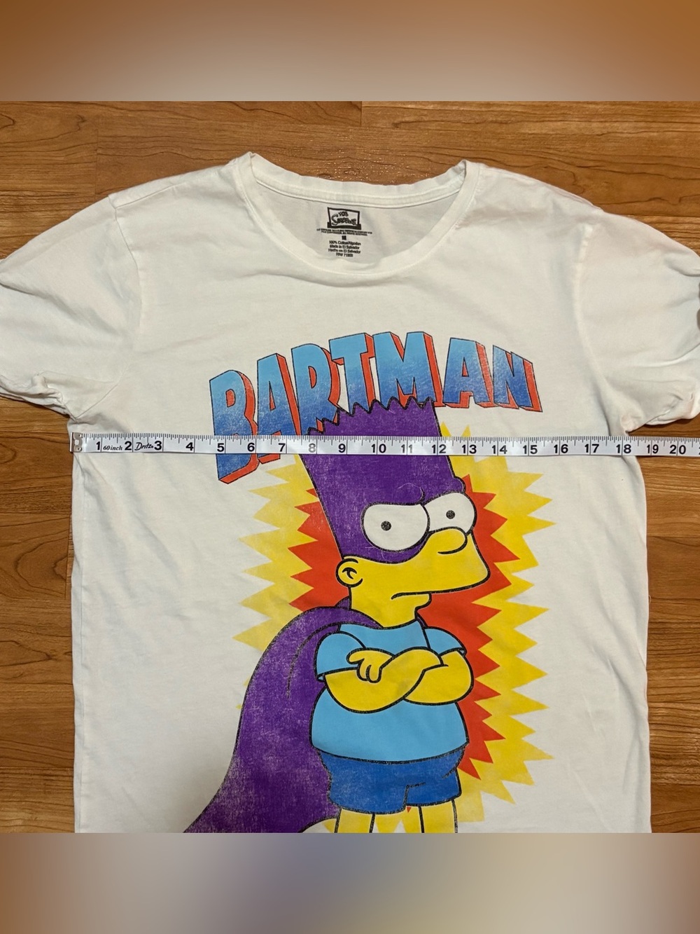 Vintage Bartman Simpsons T-Shirt Bart Simpson Medium Rolled Sleeves - Picture 3 of 6